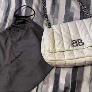 Balenciaga Ivory Quilted Shoulder Bag
